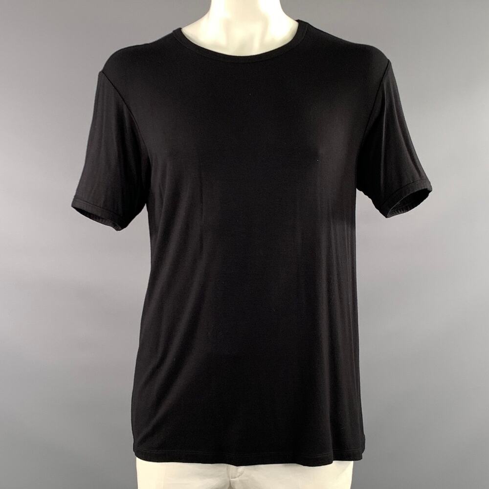 ARMANI COLLEZIONI Size XL Black Solid Lightweight T shirt